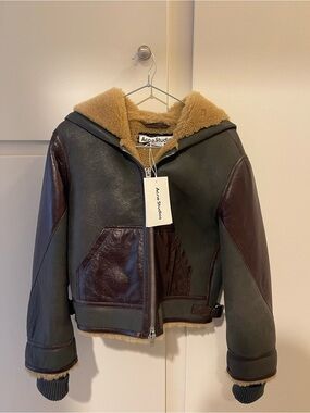 Acne Studios Brown Shearling Leather Jacket